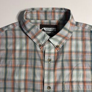 Mountain Khakis Button Down Shirts Mens Medium Blue/green/peach‎ Grunge Skater
